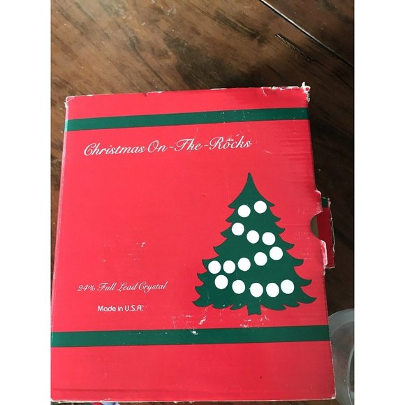 St. George Crystal tumblers set of 4 Christmas On-The-Rocks Xmas tree decor 4" - Picture 5 of 7